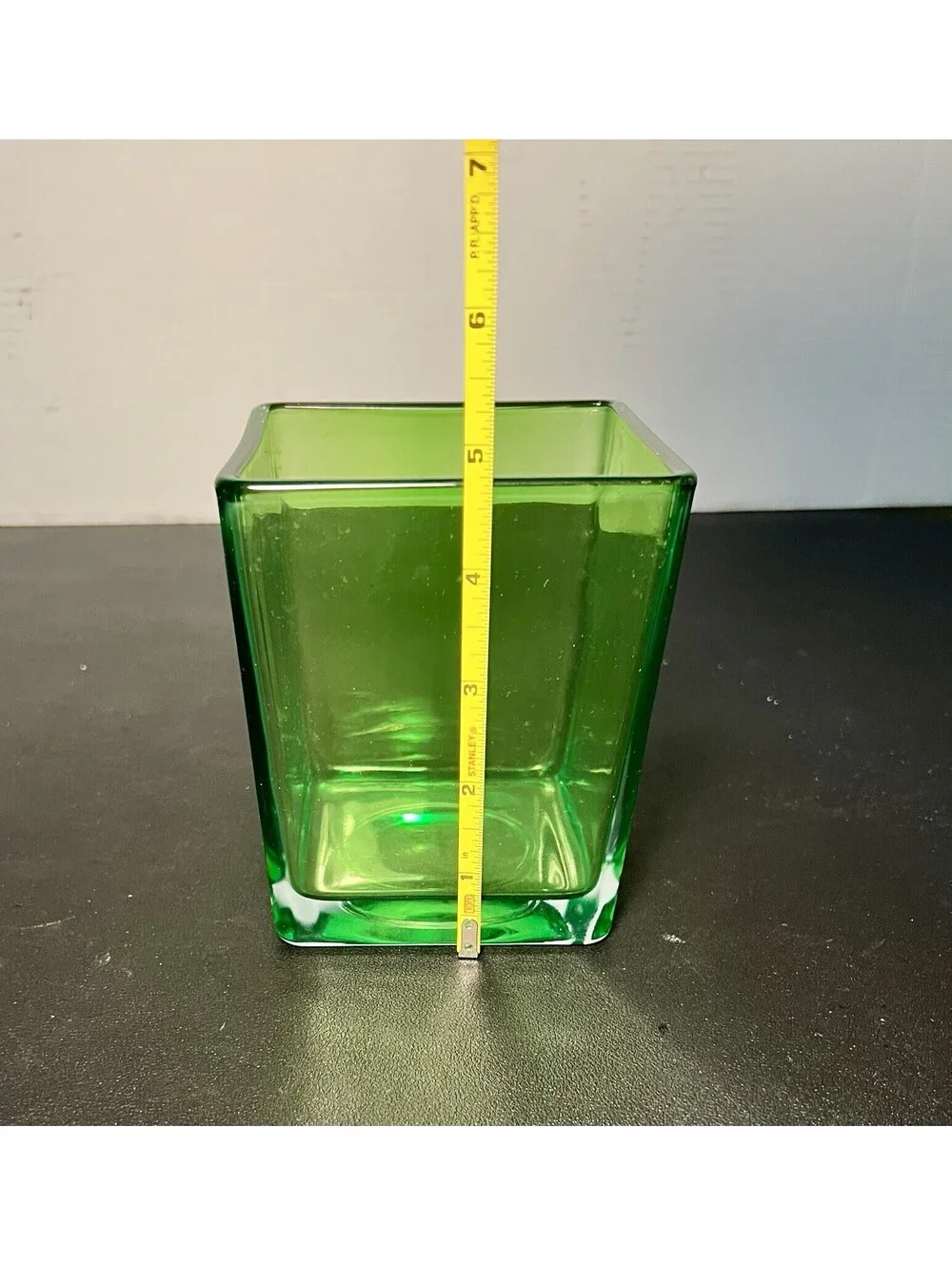 Teleflora Contemporary Green Glass Cube Vase, 4x5